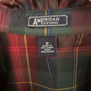 Small women’s American Living Red Blue Plaid Top